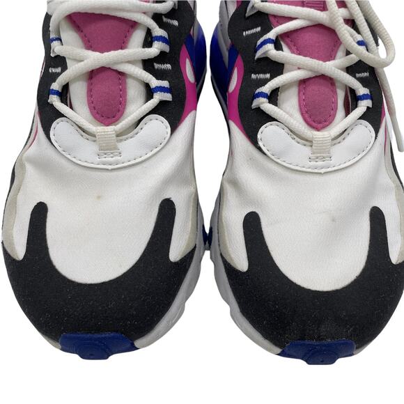 Nike Women's Air Max 270 React - White Fuchsia Blue - 9 - Picture 5 of 12